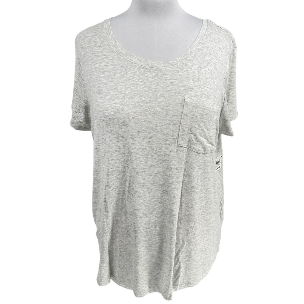 Style & Co Drapey Whispy Gray Heather Pocket T-Shirt Casual Basic Tee XL